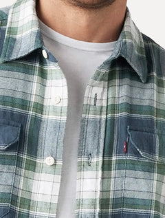 Camisa Levis Masculina Classic Worker Xadrez Azul