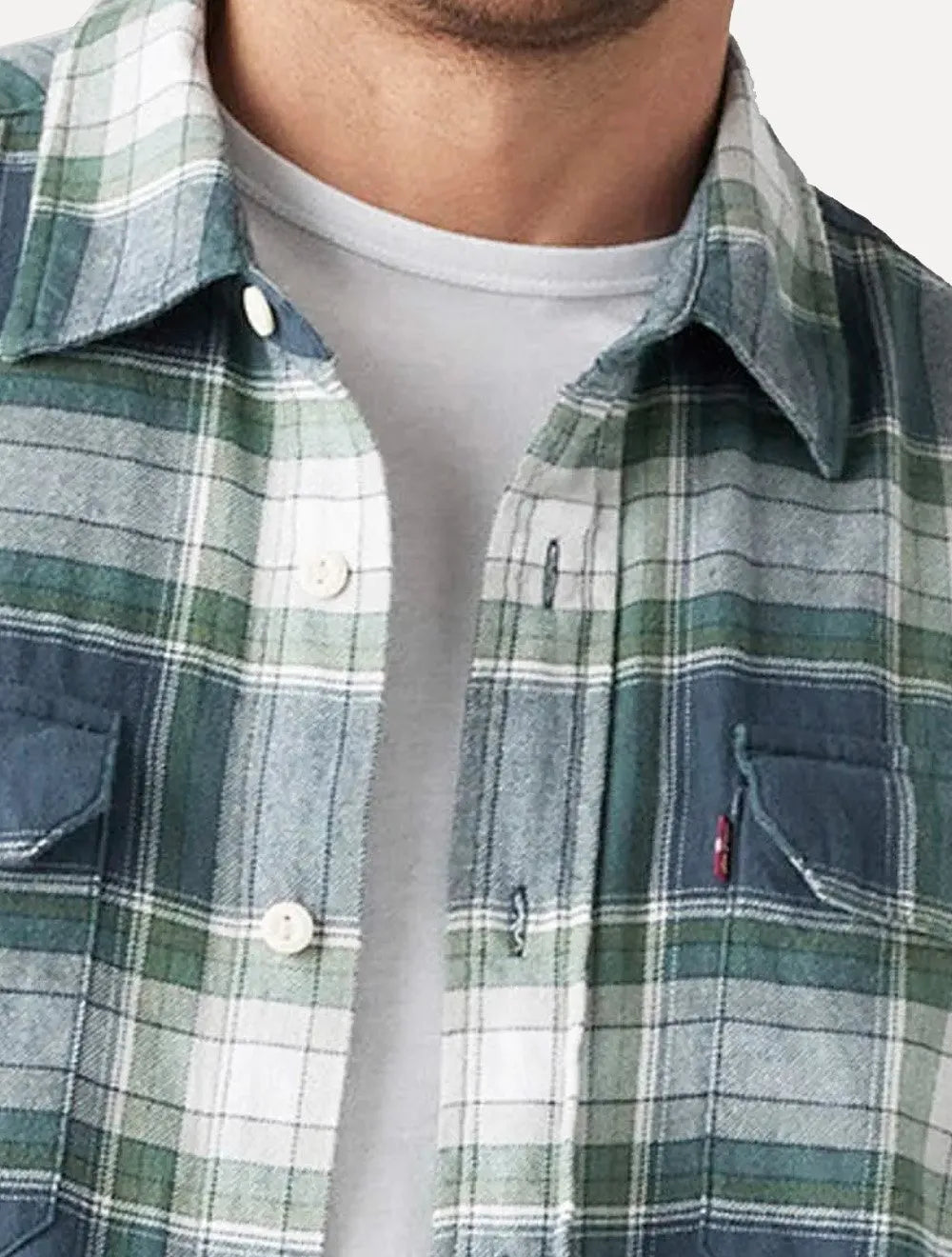 Camisa Levis Masculina Classic Worker Xadrez Azul