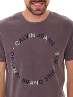 Camiseta Calvin Klein Jeans Masculina Original Circle Bordô