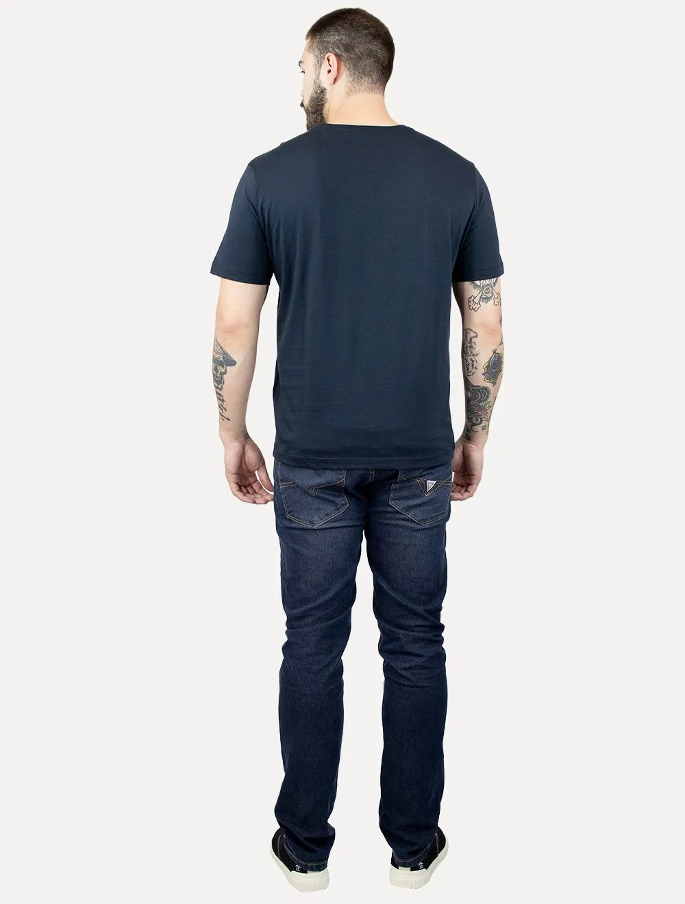 Camiseta Individual Slim Pima Soft Touch Logo Azul Marinho