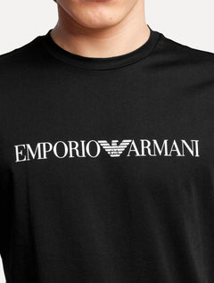 Camiseta Emporio Armani Masculina Essential Logo Peito Chest Preta