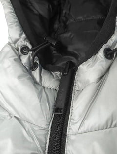 Jaqueta Reserva Masculina Hoodie Double Face Puffer Chumbo Cinza Preta