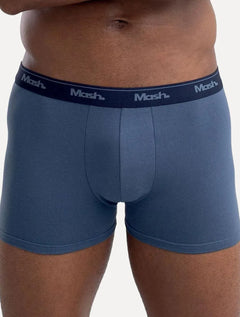 Cueca Mash Boxer Cotton Basic Azul Médio/ Cinza Mescla Pack 2UN