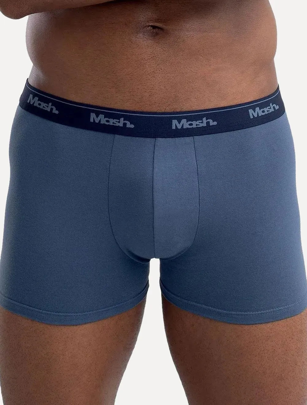 Cueca Mash Boxer Cotton Basic Azul Médio/ Cinza Mescla Pack 2UN