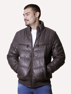 Jaqueta Victory Eagle Masculina PU Leather Bomber Grafite Marrom