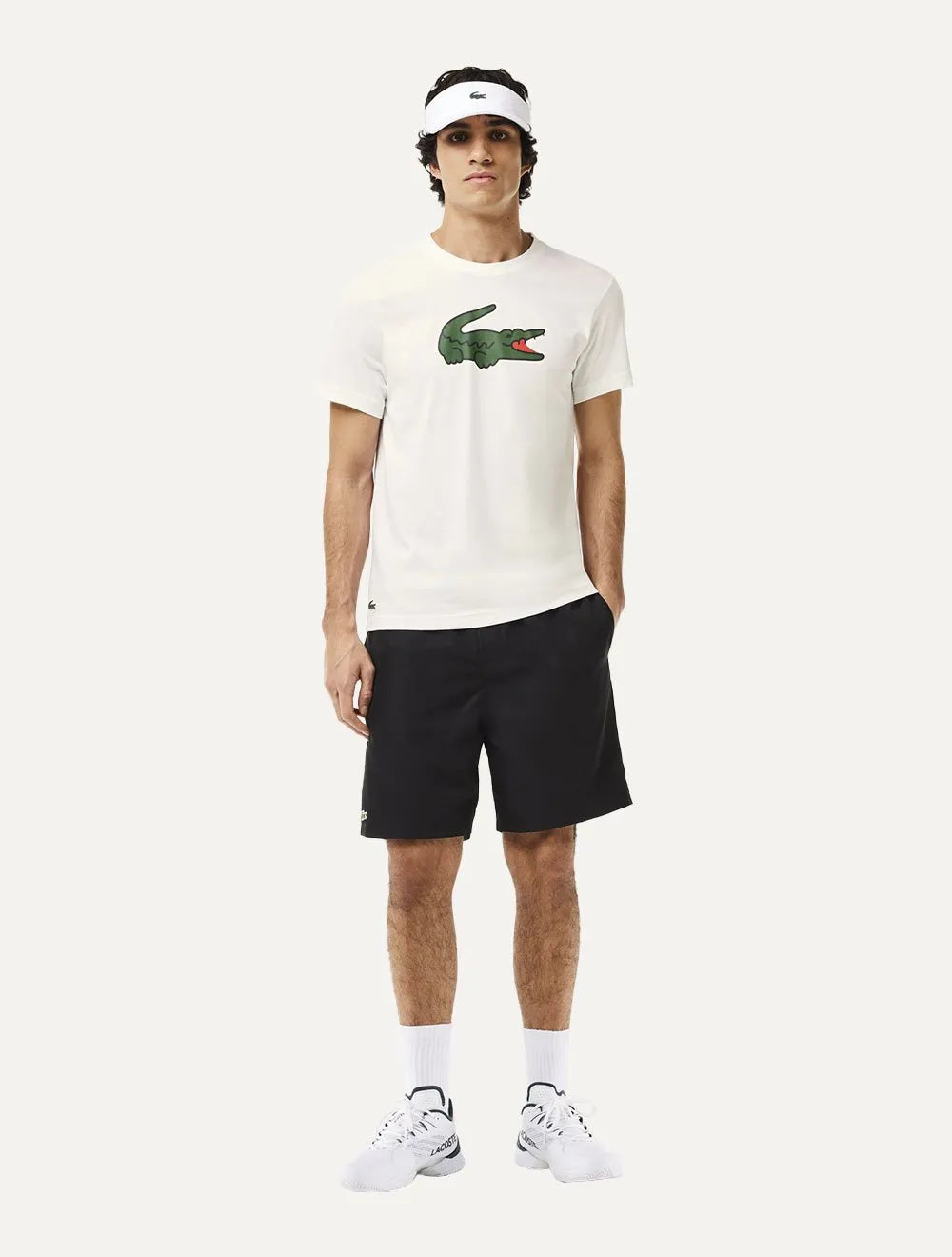 Camiseta Lacoste Masculina Regular Sport Dry Print Croco Branca