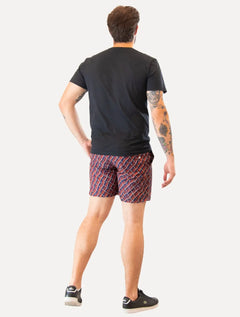 Short Original Penguin Masculino D'Água Abstract Print Vermelho/ Marinho