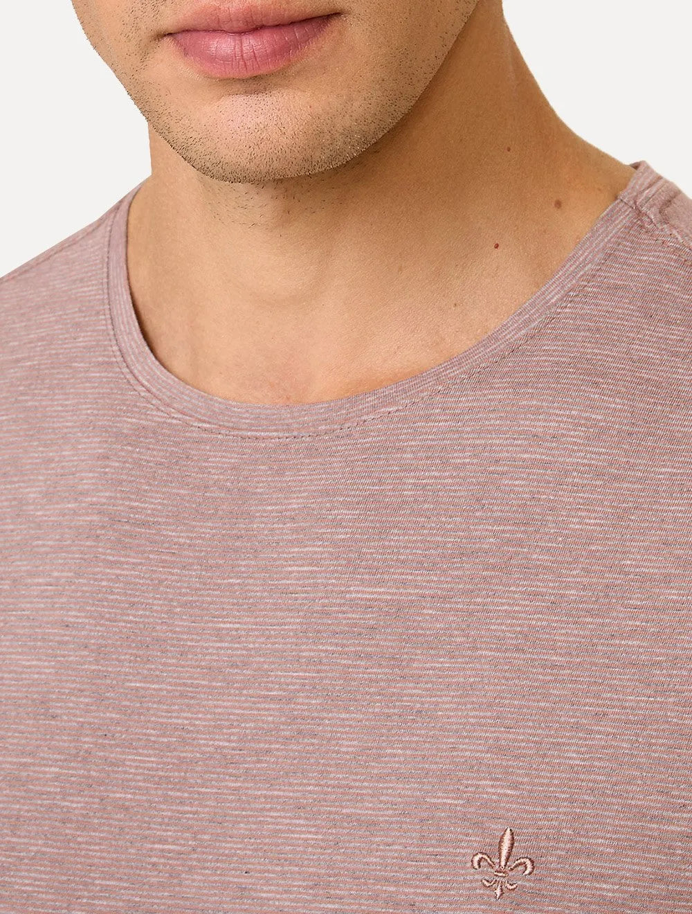 Camiseta Dudalina Masculina Mini Stripes Rosa Médio