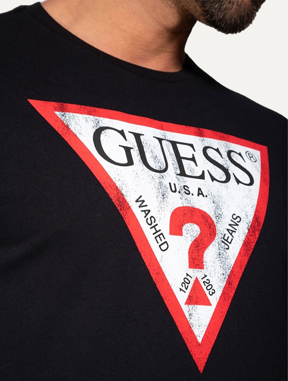 Camiseta Guess Masculina Grunge Logo Print Preta