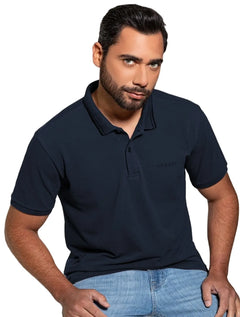 Polo Guess Masculina Piquet Silk Frisos Azul Escuro