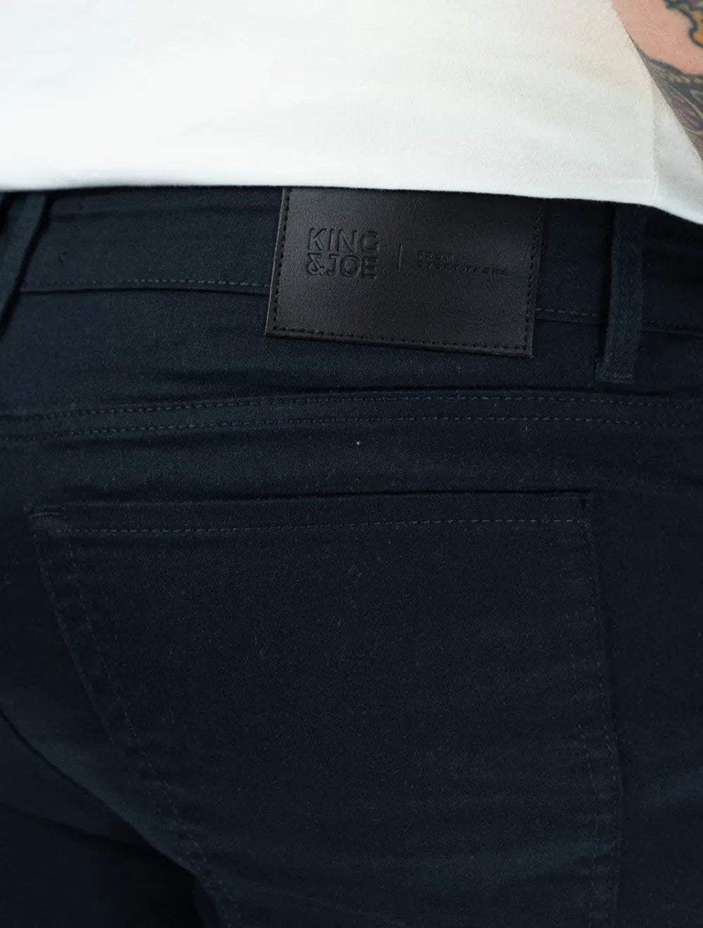 Calça King & Joe Masculina Slim Casual Cetim Flex Azul Marinho