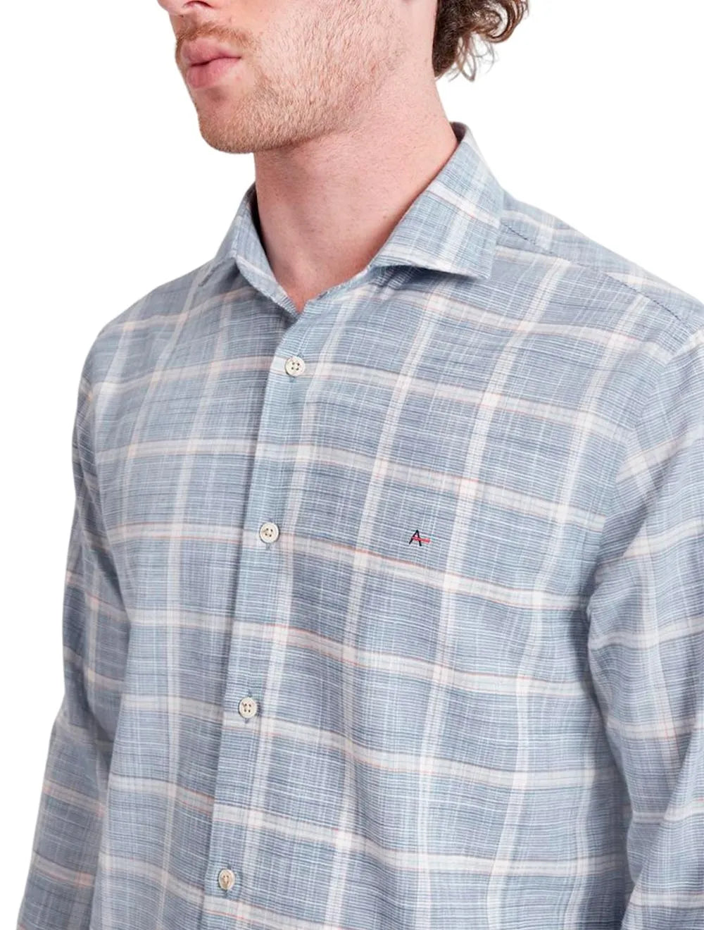 Camisa Aramis Masculina Slim Flame Xadrez Azul