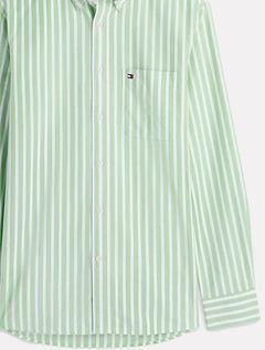Camisa Tommy Jeans Masculina Regular Oxford Striped Verde Claro