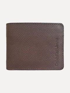 Carteira Calvin Klein Masculina Vertical Logo Relief Marrom Café