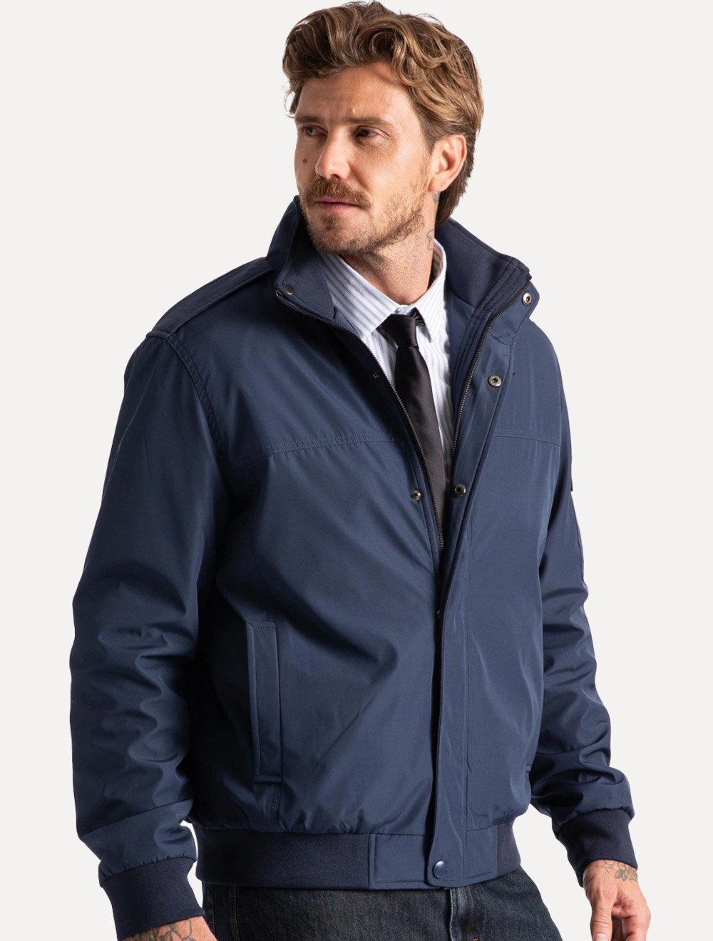 Jaqueta Ellus Masculina Nylon Padding Sport Bomber Azul Marinho
