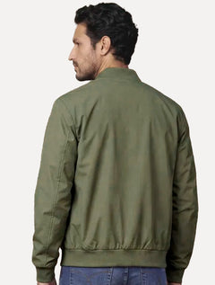 Jaqueta Calvin Klein Masculina Bomber Logo Full Zip Verde Oliva