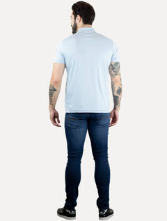 Polo Tommy Hilfiger Masculina Interlock Liquid Azul Claro