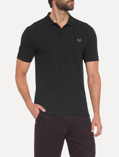Polo Fred Perry Masculina Regular Piquet Plain Gray Logo Preta