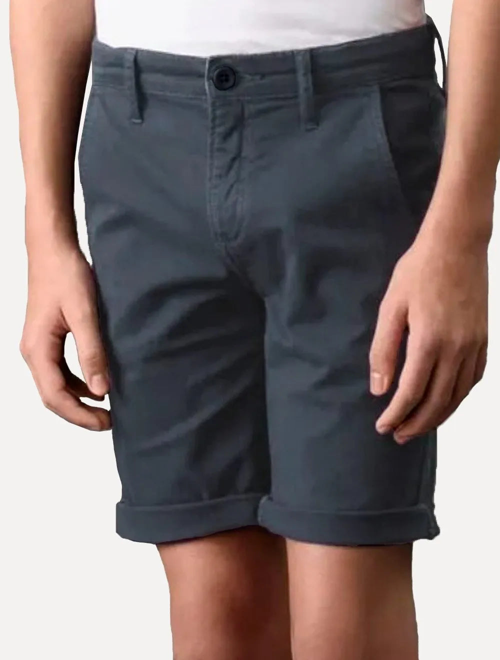 Bermuda Calvin Klein Infantil Color Chino Barra Virada Azul Marinho