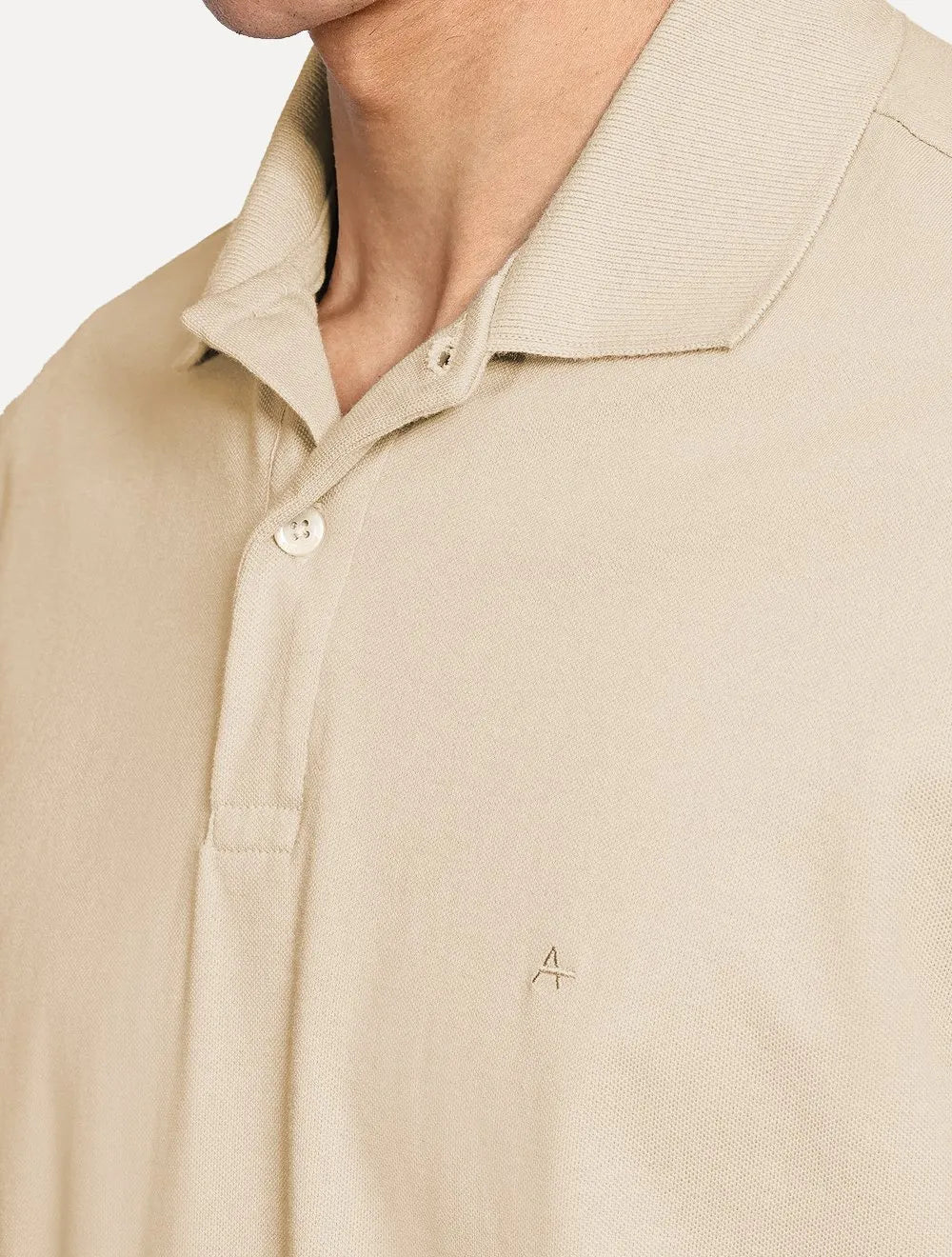 Polo Aramis Masculina Basic Piquet Mono Cáqui Claro