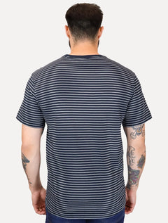Camiseta Tommy Jeans Masculina Chest Logo Listrada Azul Marinho