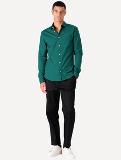 Camisa Tommy Jeans Masculina Slim Original Stretch Verde Escuro