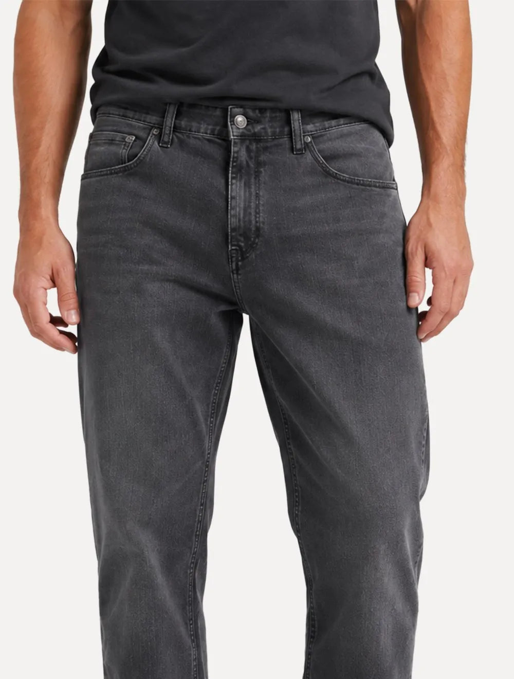 Calça Dudalina Jeans Masculina Regular Right Five Pockets Black Cinza