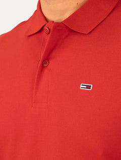 Polo Tommy Jeans Masculina Piquet Regular Placket Vermelha