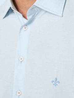 Camisa Dudalina Masculina Comfort Superfine Cotton Mono Logo Azul Claro