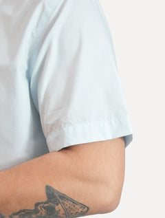 Camisa Dudalina Masculina Manga Curta Comfort Superfine Cotton Mono Logo Lisa Azul Claro