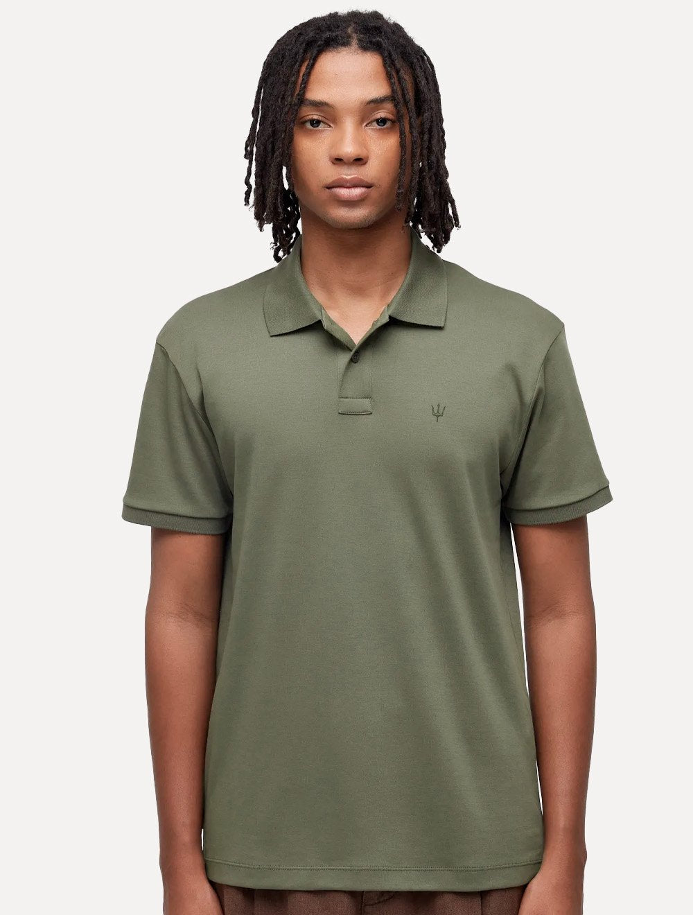 Polo Osklen Masculina Comfort Tridente Pure Touch Mono Logo Verde Militar