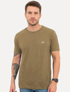 Camiseta King & Joe Masculina Estonada Basic Light Small Logo Marrom
