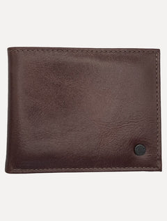 Carteira King & Joe Masculina Couro Rebite Logo Marrom Escuro