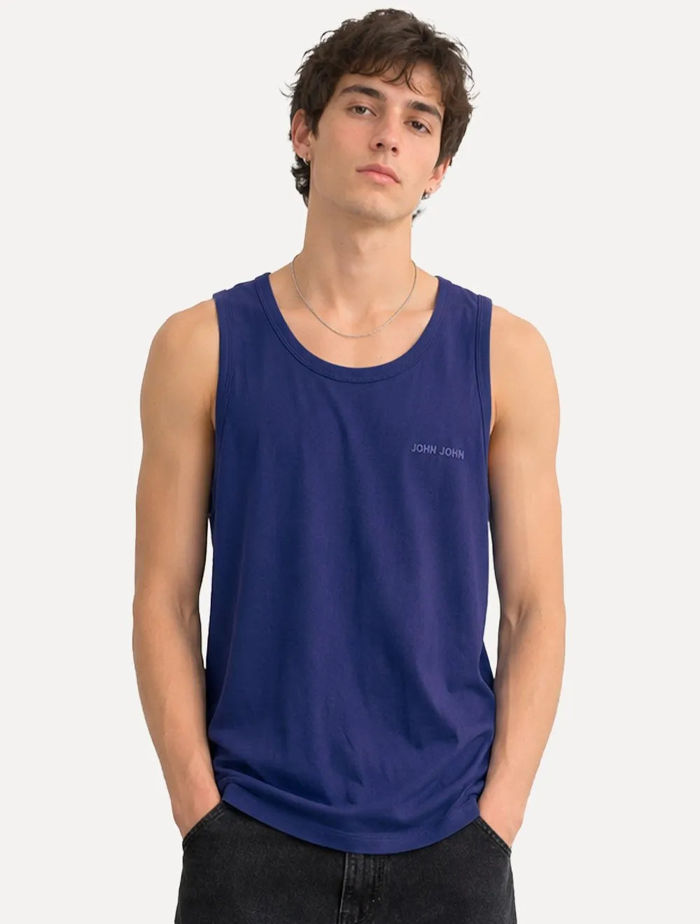 Regata John John Masculina New Regular Fit Rubber Logo Azul Escuro