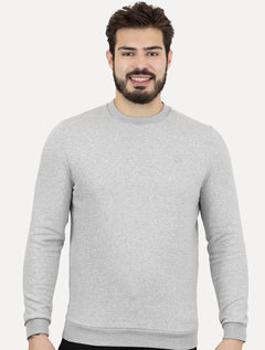 Moletom Calvin Klein Jeans Masculino Upper CK Bordado Cinza Mescla
