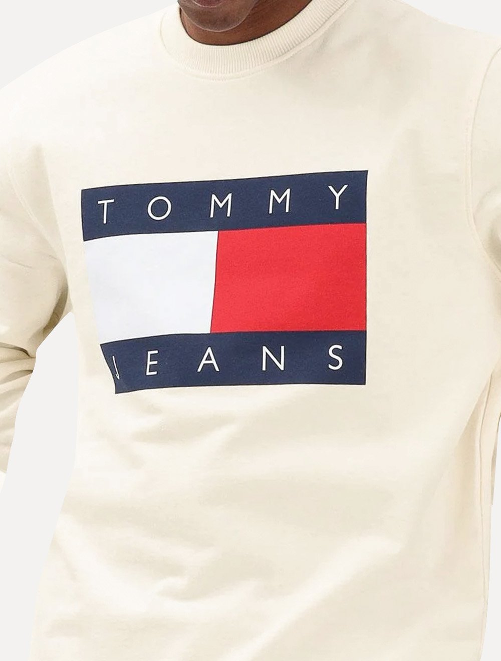 Moletom Tommy Jeans Masculino Big Flag Crewneck Amarelo Claro