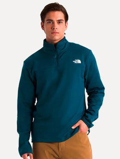 Blusa The North Face Masculina Pulover Cedar Trail Grid Fleece 1/4 ZIP Azul Petróleo