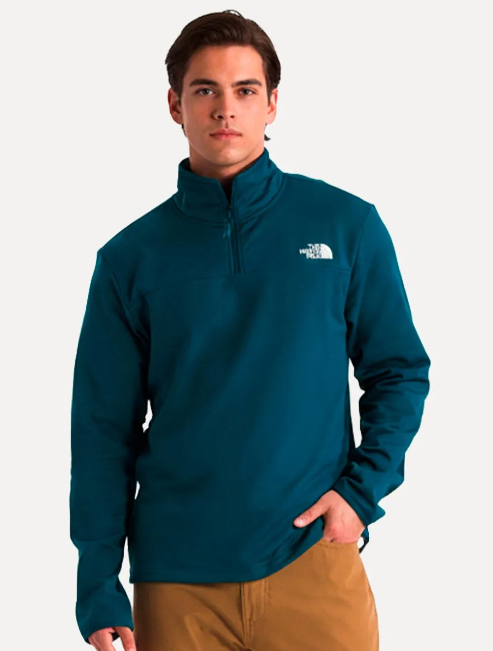 Blusa The North Face Masculina Pulover Cedar Trail Grid Fleece 1/4 ZIP Azul Petróleo