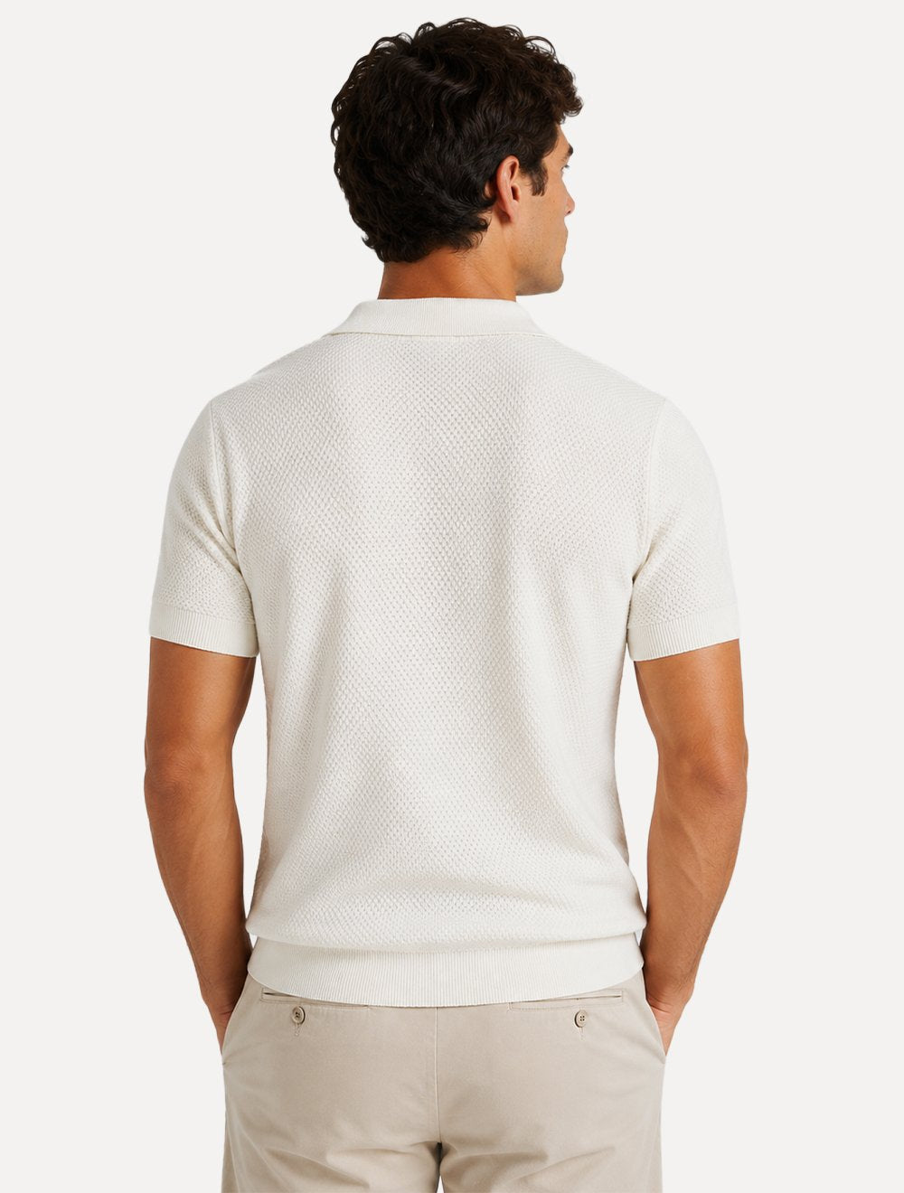 Polo Dixen Masculina Tricot Manga Curta Branca