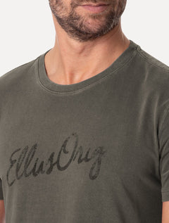 Camiseta Ellus Masculina Cotton Washed Origin. Script Grafite