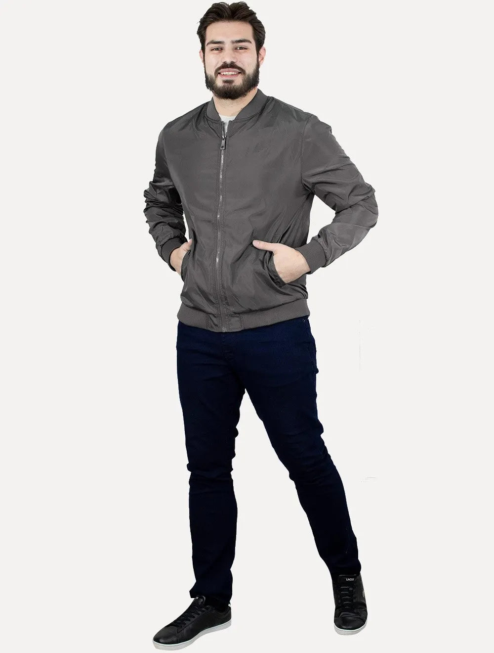 Jaqueta Ellus Masculina Nylon Light Bomber Pocket Grafite