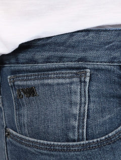 Calça Jeans Empório Armani Masculina J06 Slim Fit 5 Pockets Azul Índigo Médio