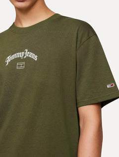 Camiseta Tommy Jeans Masculina Regular Grunge Arch Verde Militar