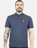 Polo Tommy Jeans Masculina Regular Heather XS Badge Marinho Mescla