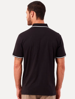 Polo Original Penguin Masculina Malha Jersey Lisa Frisos Preta