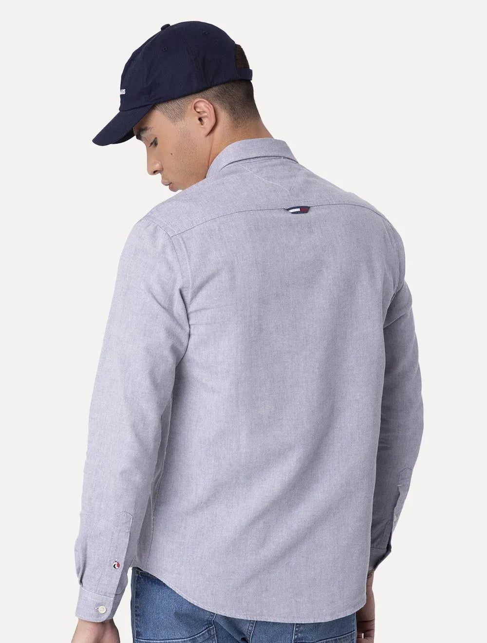 Camisa Tommy Jeans Masculina Regular Classic Oxford Azul Mescla