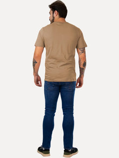 Camiseta Tommy Jeans Masculina Embroidered Signature Cáqui