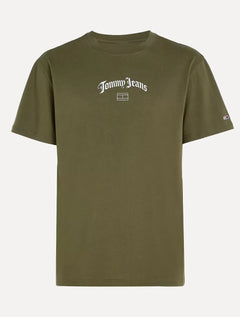 Camiseta Tommy Jeans Masculina Regular Grunge Arch Verde Militar