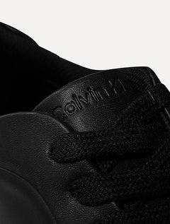 Tênis Calvin Klein Masculino Couro Casual Confort Black Logo Preto