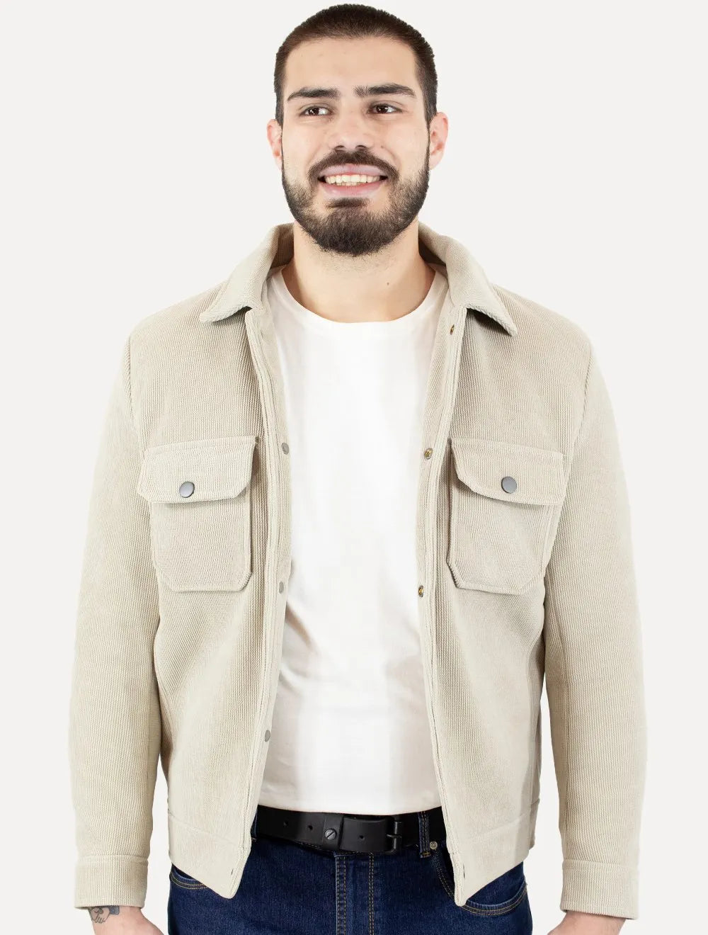 Jaqueta Dixen Masculina Cotelê Canelada Pockets Button Areia